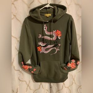 Green hoodie with nice design on the front